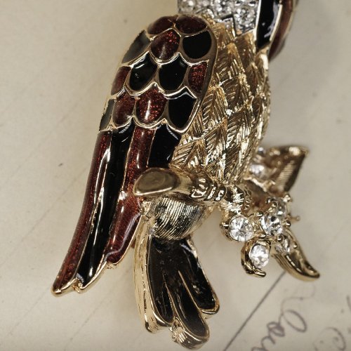 Ocatovi obiBbe ドーラン D'ORLAN 金色の鳥のブローチ D'Orlan カナダブランド チェコ購入 クリスタルブローチ 鳥型