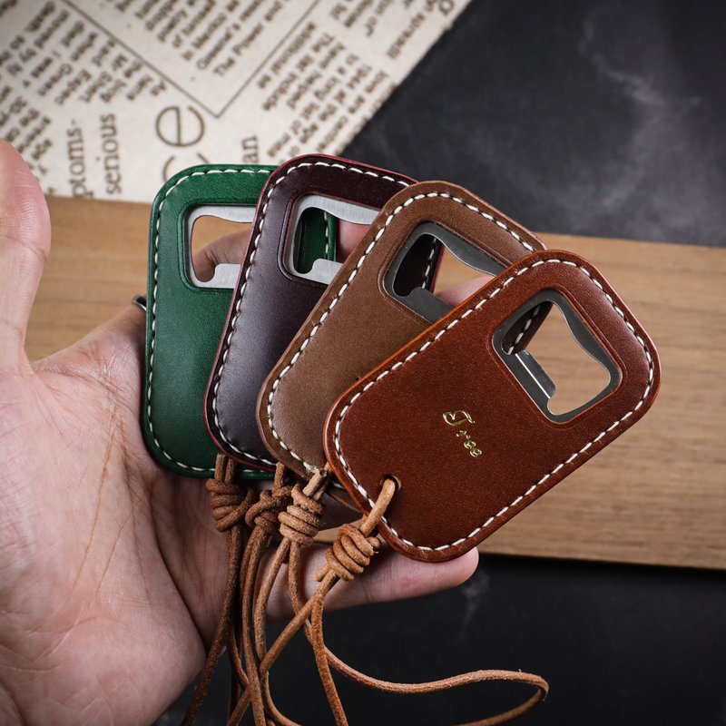 [Magnetic Bottle Opener] First-layer vegetable-tanned cowhide, genuine leather, custom-engraved handmade by Mister - ที่เปิดขวด/กระป๋อง - หนังแท้ หลากหลายสี