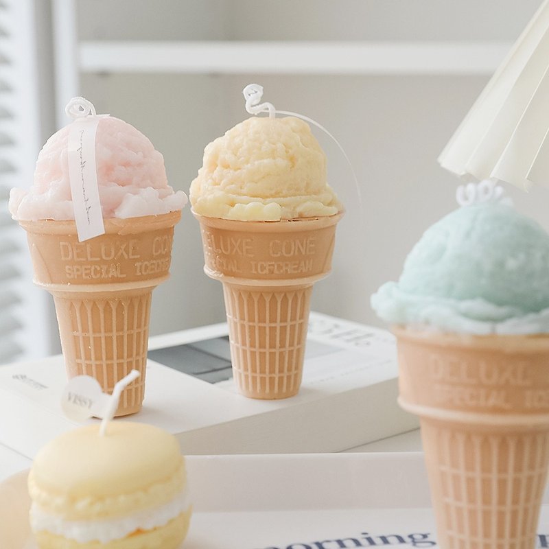 冰淇淋甜筒香氛造型蠟燭 - 蠟燭/燭台 - 蠟 