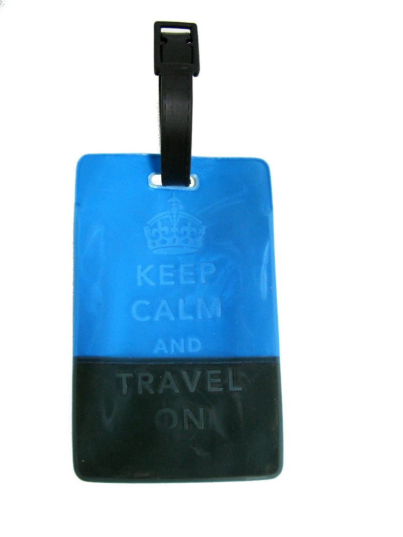 Keep Calm & Travel On Neon Jelly 3M Luggage Tag - Blue - Black - ป้ายสัมภาระ - พลาสติก สีน้ำเงิน