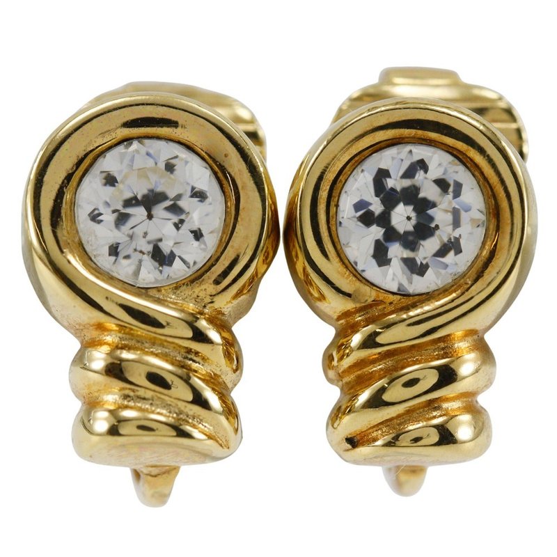 【日本直送】クリスチャンディオール Dior イヤリング ヴィンテージ 金メッキ × ラインストーン 約5.4g レディース【中古】 - 耳環/耳夾/耳骨夾 - 其他金屬 金色