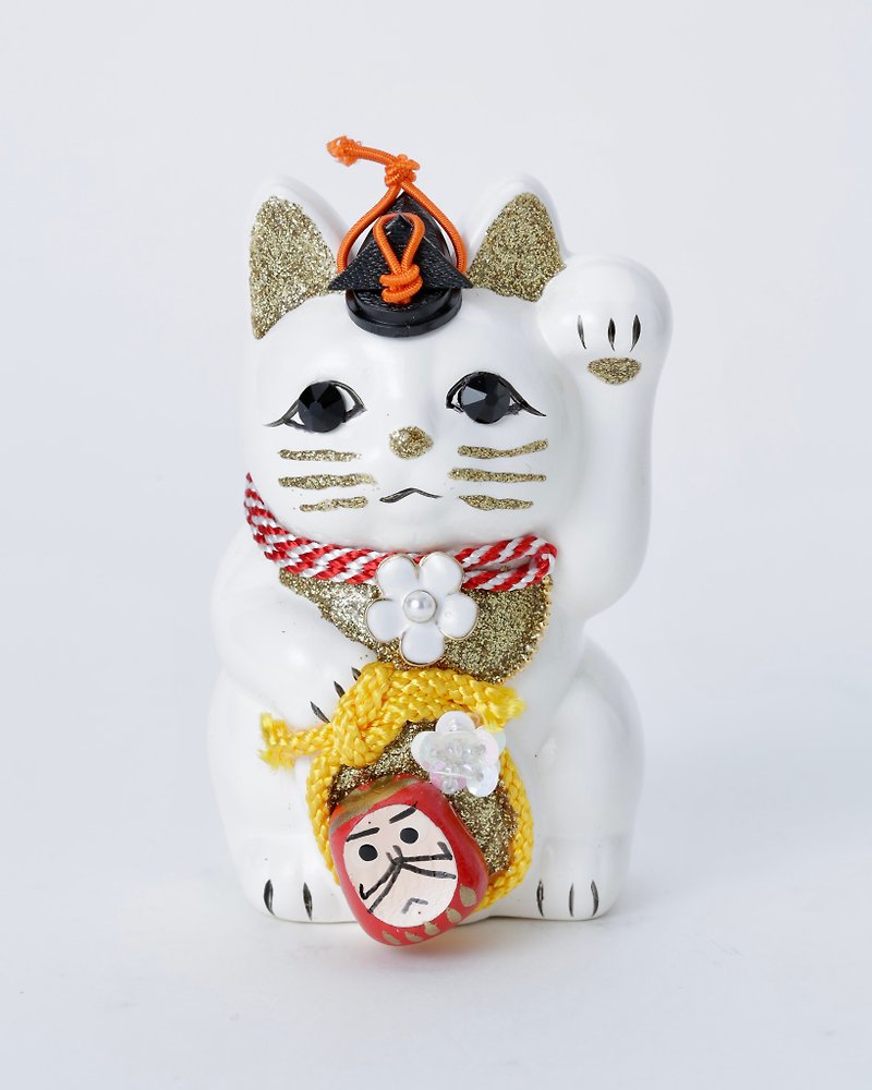 招き猫　ダルマご縁猫 - 裝飾/擺設  - 陶 白色