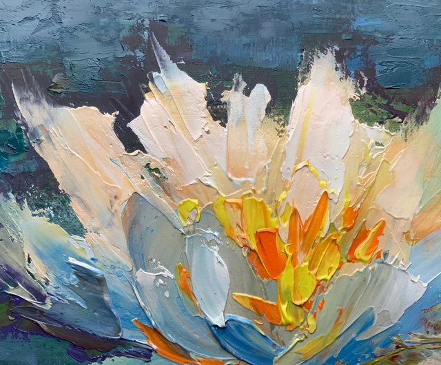 油絵 絵画【白い花道】 油絵 絵画 【森の白い花道】 - メルカリ