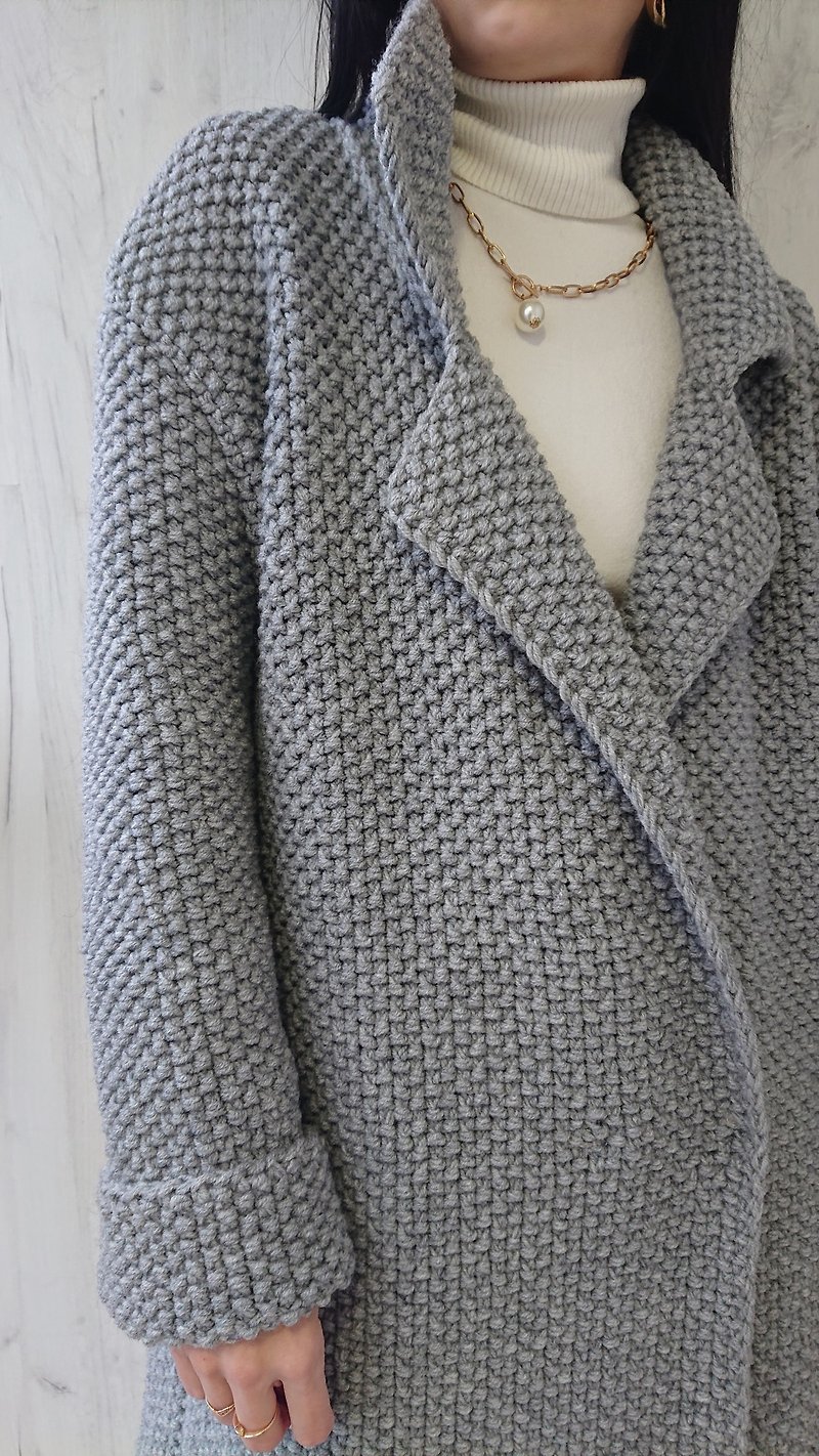 Double breasted coat Long wool coat Gray coat - 毛衣/針織衫 - 羊毛 