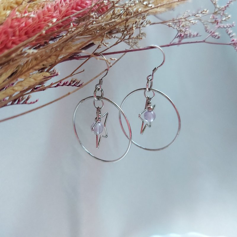 s925純銀 薰衣草紫水晶耳環 | 手作客製 手鍊 項鍊 耳飾 飾品 - 耳環/耳夾 - 水晶 