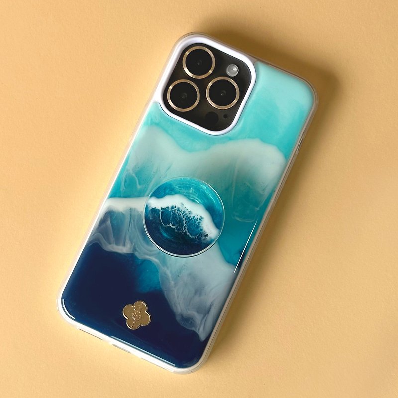 iPhone Case UNDA Day Ocean Waves Handmade Resin Phone Case - 手機殼/手機套 - 樹脂 藍色