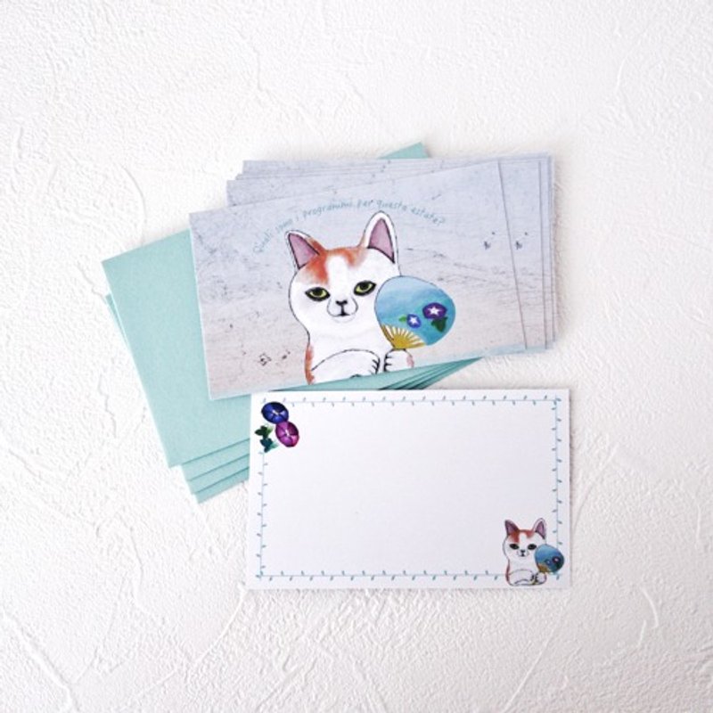 メッセージカード封筒セット（暑中見舞いネコ） - 卡片/明信片 - 紙 