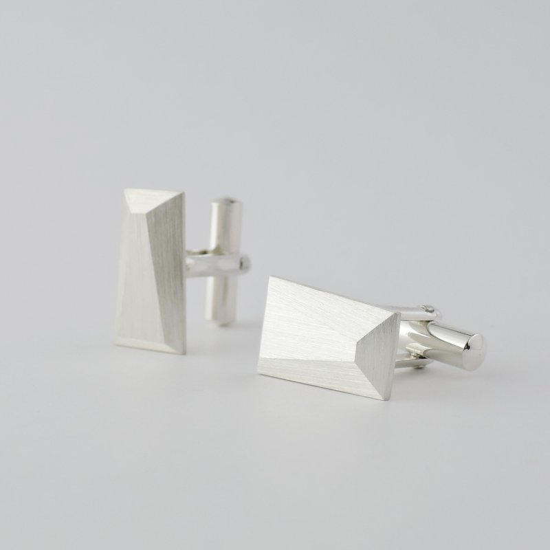 shield Cufflinks (hairline) = silver 925 cuff-links = - กระดุมข้อมือ - โลหะ ขาว