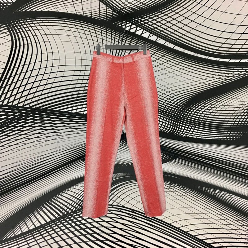 Second-hand Hong Kong-made L and D FASHION XL red inkjet striped thin high-waisted trousers CA912 - กางเกงขายาว - เส้นใยสังเคราะห์ สีแดง