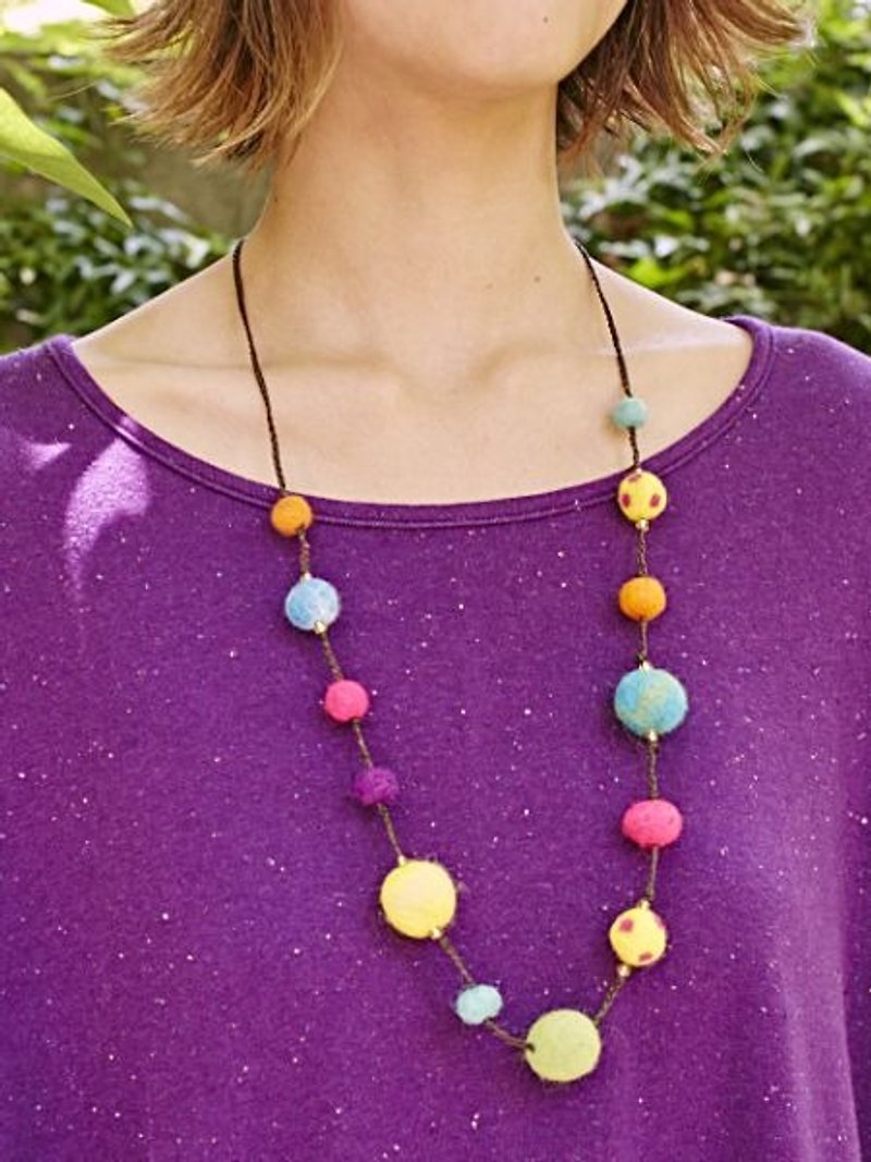 【Pre-order】 ☼ sheep wool ball necklace ☼ (colored) - Necklaces - Wool Multicolor