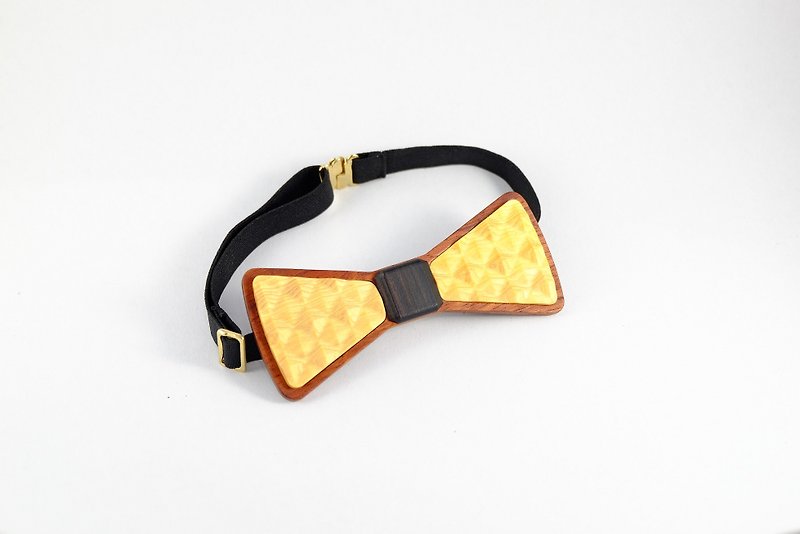 Wooden bow tie log bow tie 3D WOOD TIE Milimitte creative fashion classic yellow wedding father's day gift modular assembly - เนคไท/ที่หนีบเนคไท - ไม้ สีเหลือง