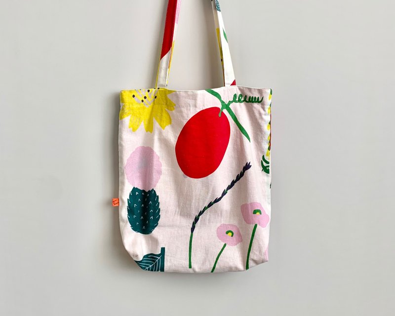 Japanese Linen and linen side bag with colorful floral irregular patterns - Messenger Bags & Sling Bags - Cotton & Hemp 