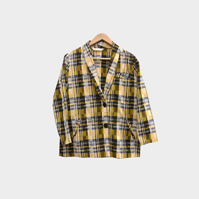 Dislocation Vintage / Plaid Suit No.045 vintage - Women's Blazers & Trench Coats - Cotton & Hemp Yellow