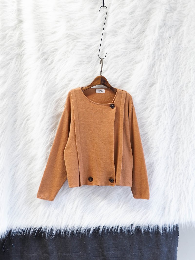 Wakayama orange orange soda pop candy girl thin material antique wool quality vintage sweater coat wool - Women's Casual & Functional Jackets - Wool Orange