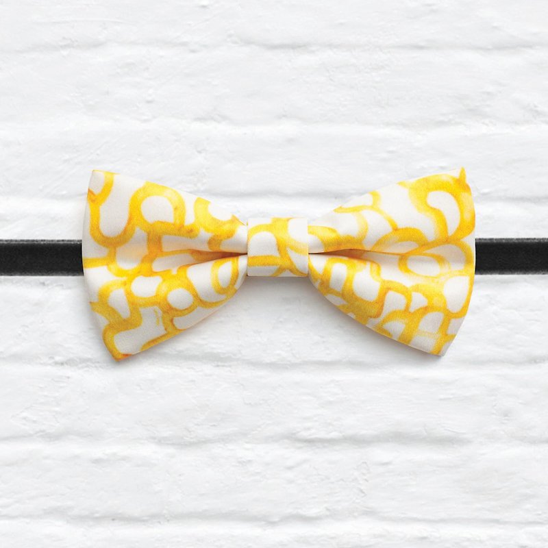 Style 0169 腦中的幻想 印花緞面領結 黃色 限量手工領結 - 頸鏈 - 其他材質 黃色
