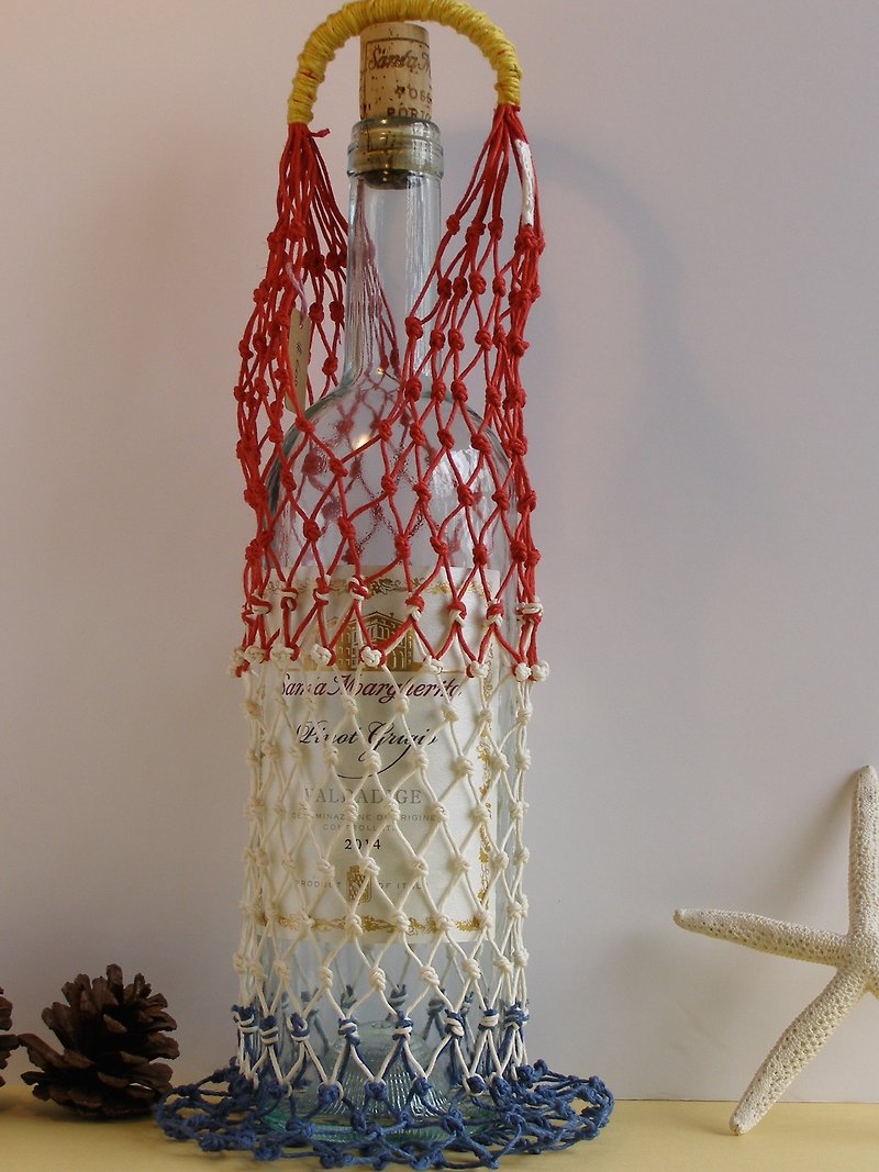 American twine hand woven bags / French red and white / kettle / hand cup / ice dam Cup - Pitchers - Cotton & Hemp Multicolor