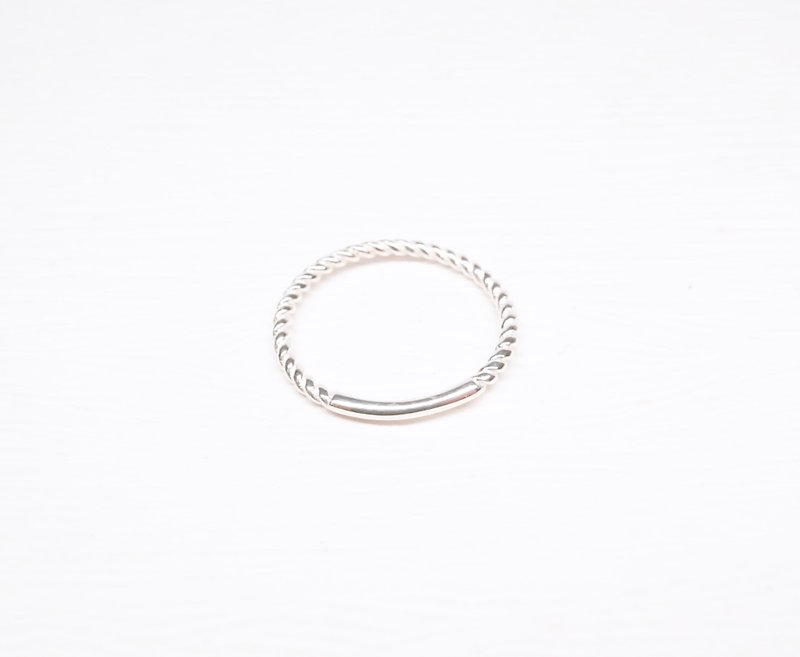 + [A Silver wool twist facet plain silver ring a] - แหวนทั่วไป - เงิน สีเงิน