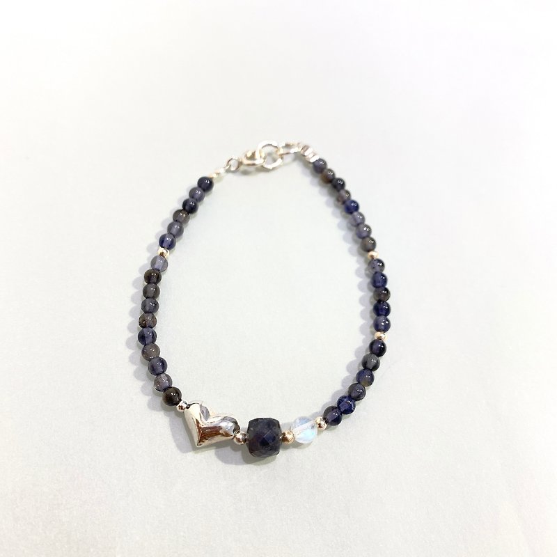 Ops Cordierite silver bracelet -堇青石/純銀/月光石/療癒/療癒 - 手鍊/手環 - 寶石 紫色