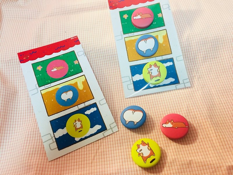 Badge set / Koji's daily (25mm) - เข็มกลัด/พิน - พลาสติก หลากหลายสี