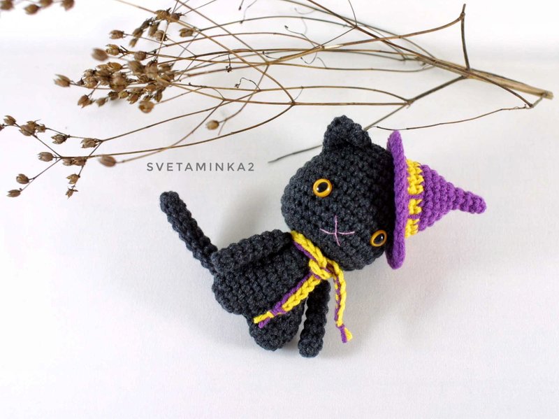Crochet Halloween Pattern Amigurumi Black Cat Tutorial - 手工藝教學/工具書 - 其他材質 