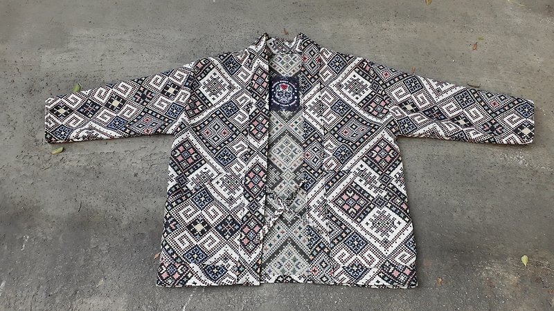 AMIN'S SHINY WORLD handmade KIMONO geometric color totem blouse coat - อื่นๆ - ผ้าฝ้าย/ผ้าลินิน หลากหลายสี