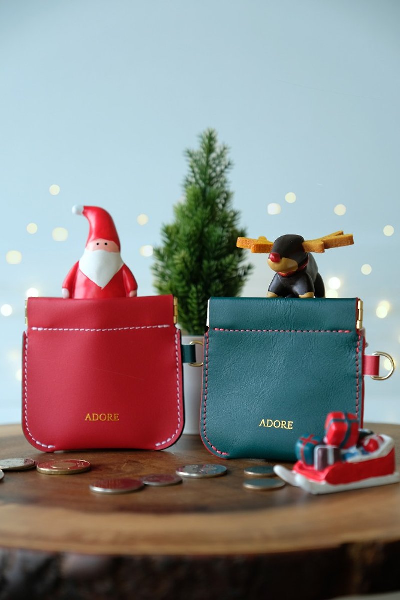 Christmas Leather coin purse (Special edition - Christmas gift) / 零錢包 / 小銭入れ - Coin Purses - Genuine Leather Multicolor
