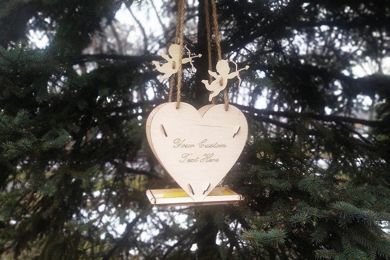 hanging bird feeder, garden decor, gift for loved ones - Other - Wood 