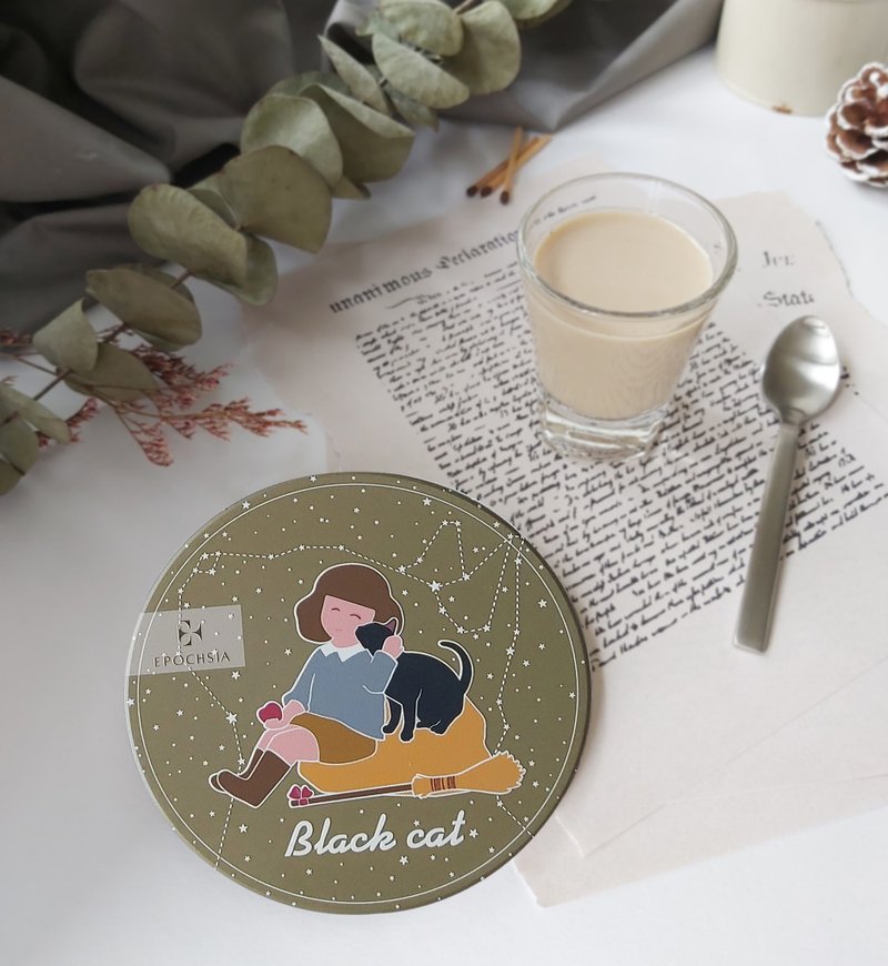 EPOCHSIA Pet Ceramic Coaster- Black Cat - ที่รองแก้ว - ดินเผา หลากหลายสี