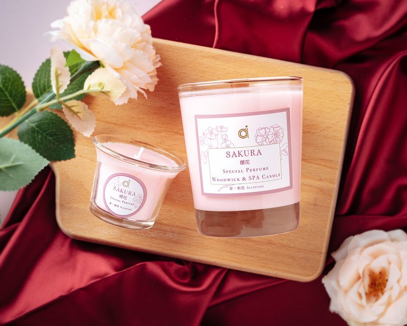 Season limited! [Sakura] Sakura Scented Lotion Candle - เทียน/เชิงเทียน - พืช/ดอกไม้ สึชมพู