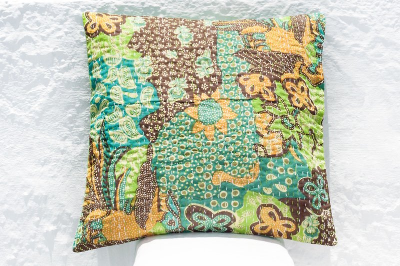 Flower embroidery hug pillowcase cotton pillowcase national wind hug pillowcase - French style fashion green flower forest - Pillows & Cushions - Cotton & Hemp Green