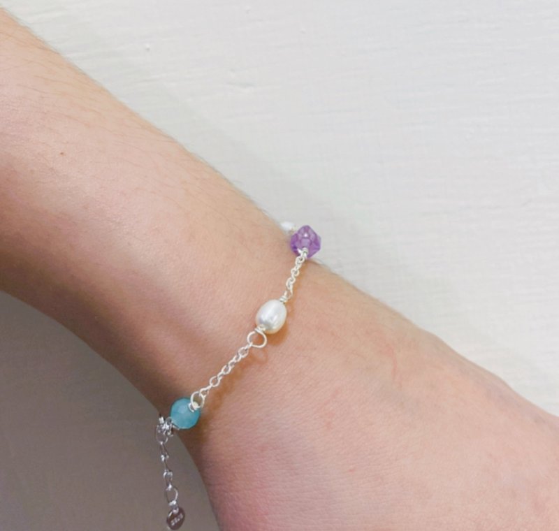 Candy Princess Sterling Silver Bracelet/Natural Stone Pearl - สร้อยข้อมือ - เงินแท้ สีม่วง