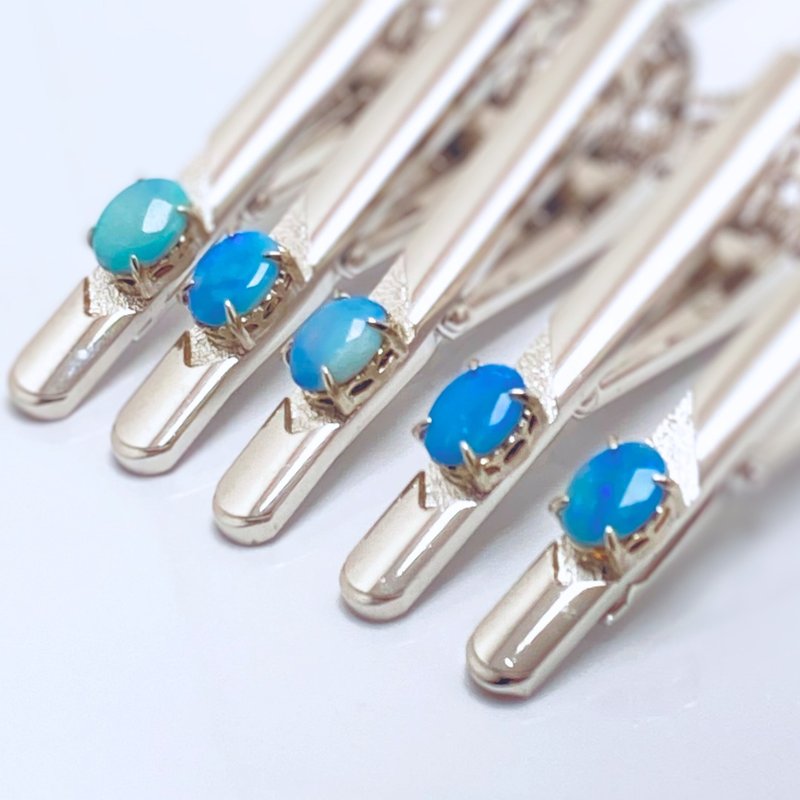 Opal / Natural gemtone Tie clip - Ties & Tie Clips - Stone Blue