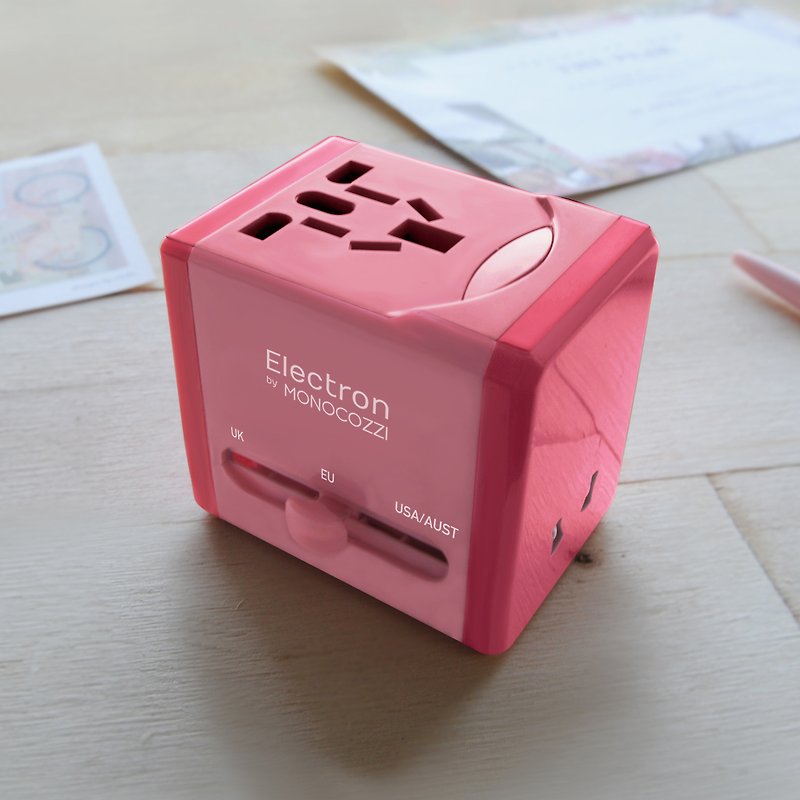Smighty | Global Adaptor with 2.1A Dual USB connectors (glossy) - Pink - Other - Plastic Pink