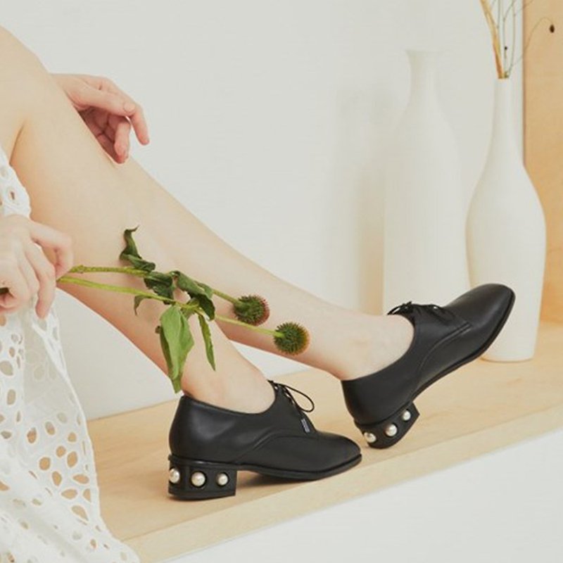 現貨優惠 - 韓國人手製SPUR 珍珠尖頭樂褔鞋 PA8011 BLACK - 女款牛津鞋 - 其他材質 