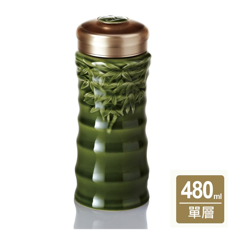 乾唐軒陶器活瓷 | 竹節隨身杯 / 大 / 單層 / 綠釉 480ml - 茶壺/茶杯/茶具 - 瓷 綠色