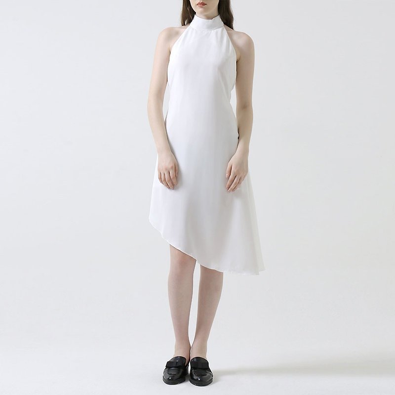 露背不规则连身裙白色夏 - 洋裝/連身裙 - 聚酯纖維 白色