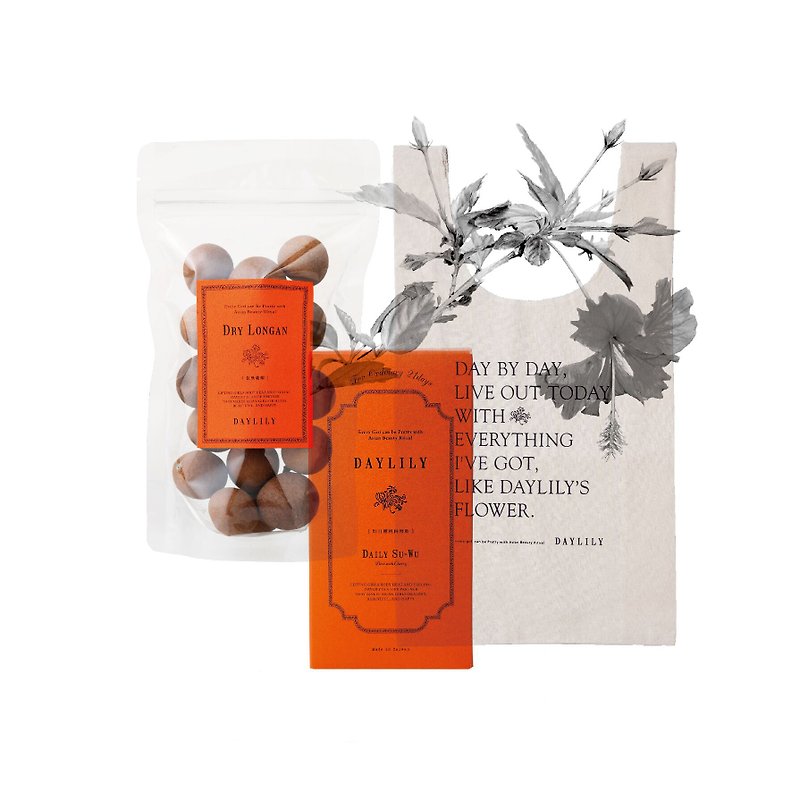 KAMPO BEGINNER SET  with DAYLILY Tote Bag - Tea - Concentrate & Extracts Orange