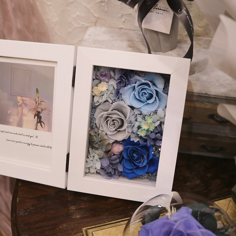[Meet Eternity] Japanese Preserved Flower Photo Frame (White Frame) Can be purchased with engraving, a total of 7 types - ช่อดอกไม้แห้ง - พืช/ดอกไม้ 