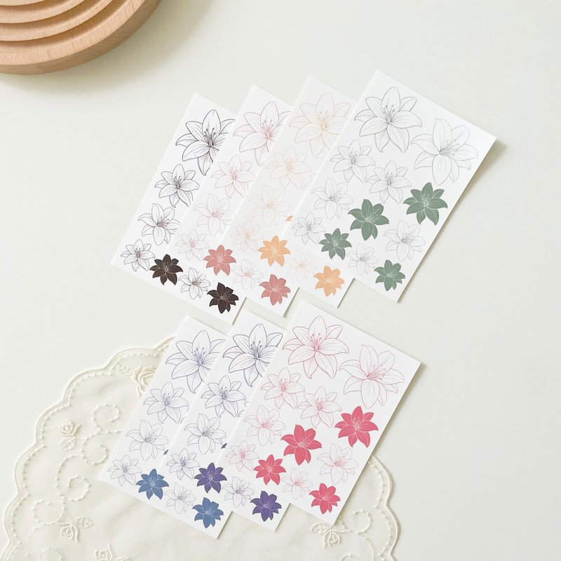Lily flower paper stickers - 貼紙 - 紙 