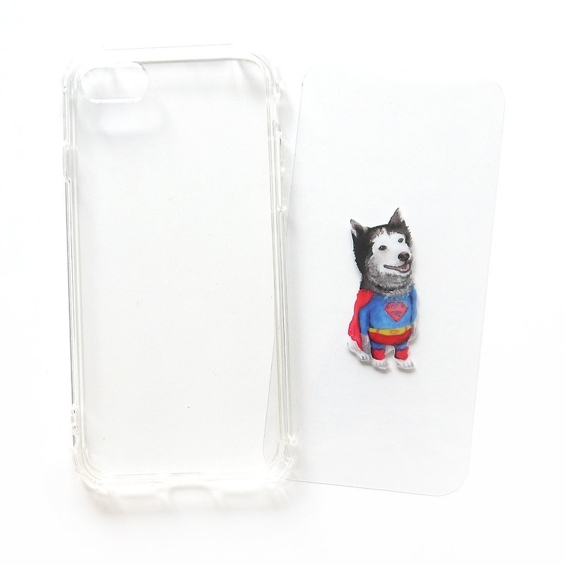 Superman dog - mobile phone case | TPU Phone case anti-drop air pressure shell | can add word design - เคส/ซองมือถือ - ยาง สีใส
