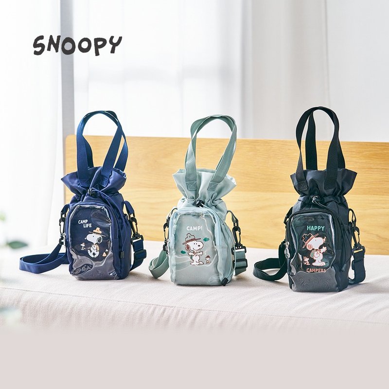 【聖誕禮盒】史努比 迷彩森林斜背多功能 多口袋隨行束口包 - 束口袋/束口背包/水桶包 - 聚酯纖維 