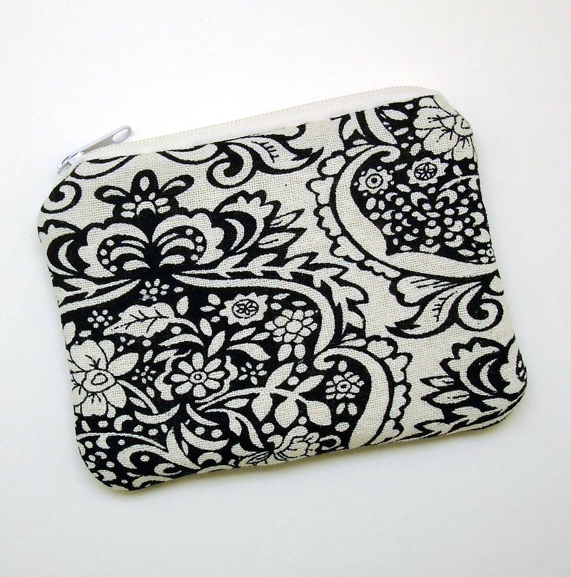 Zipper pouch / coin purse (padded) (ZS-257) - กระเป๋าใส่เหรียญ - ผ้าฝ้าย/ผ้าลินิน สีน้ำเงิน