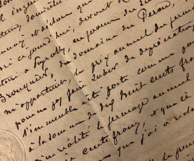 フランス1877年-100周年記念切手紙のアンティーク手書き文書