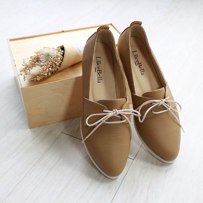 【Mordern Cupid】 Derby shoes - brown - รองเท้าลำลองผู้หญิง - หนังแท้ สีนำ้ตาล