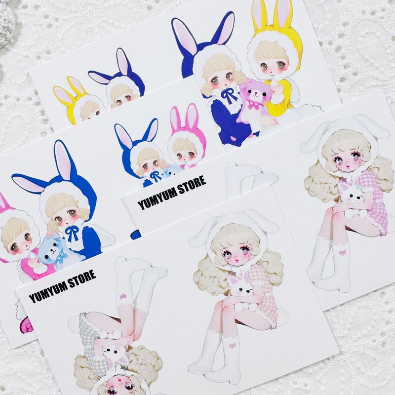 Retro Girl Cute Papers A Set - 貼紙 - 其他材質 