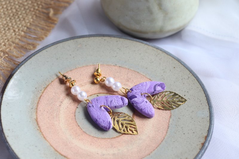 Polymer Clay Earrings  handmade | modern jewelry | simple jewelry - 耳環/耳夾/耳骨夾 - 塑膠 藍色