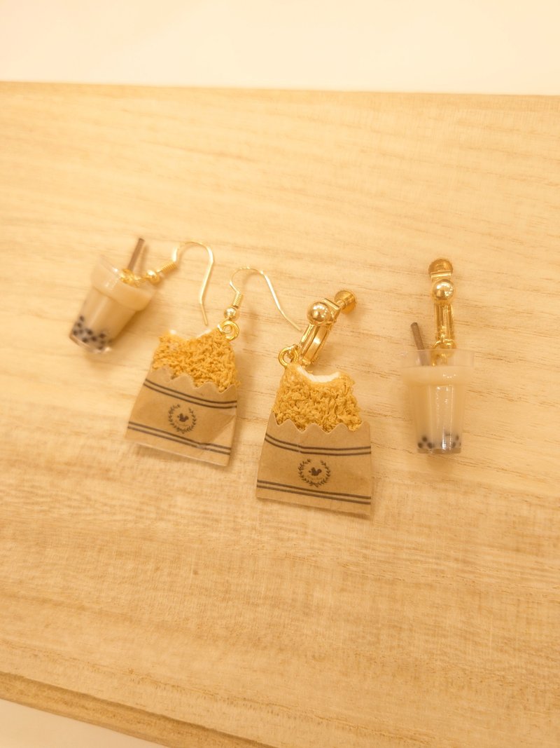 グルメシリーズ - ジーパイとタピオカミルクティーの最強コンビセット - ピアス・イヤリング - その他の素材 多色