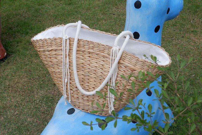 Woven Bag Water Hyacinth Personalized Large Tote Bag Summer Bag 沙灘包推薦 - Other - Plants & Flowers 