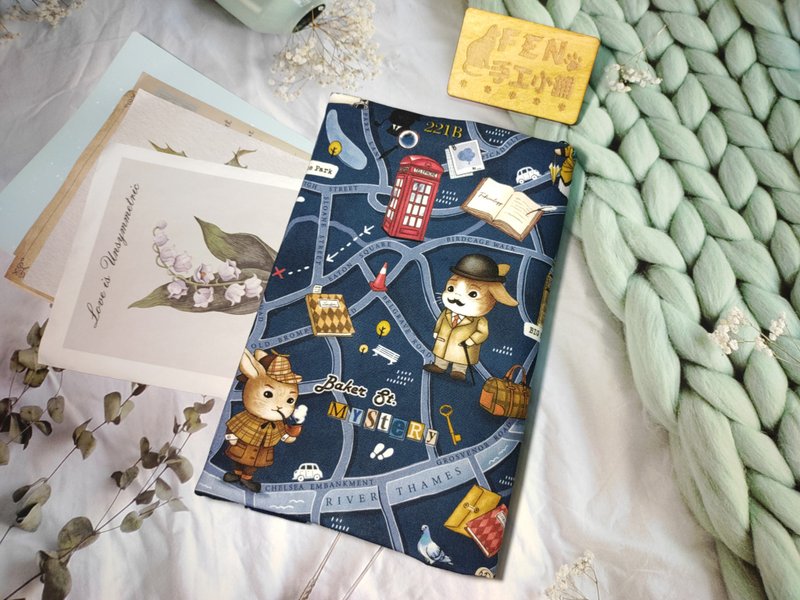 カラーインクジェット - シャーロック探偵うさぎ撥水オックスフォード布製ブックカバー - A5/25Kに適用 - ブックカバー - コットン・麻 