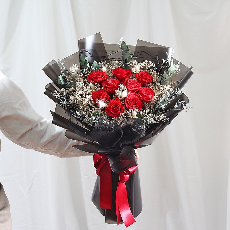 Old School Love-Dry Bouquet/Eternal Life Bouquet-Valentine's Day Gift-Proposal Bouquet - ช่อดอกไม้แห้ง - พืช/ดอกไม้ สีแดง